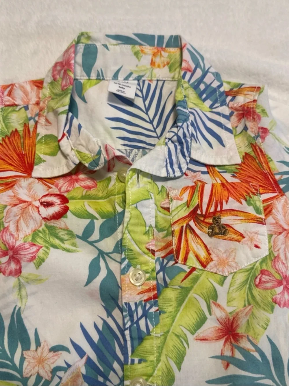 BABY GAP White Tropical Floral Short Romper